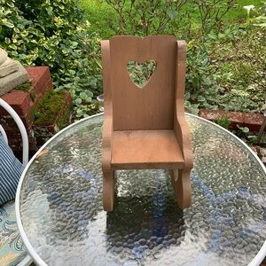 Vintage Wooden Doll Rocking Chair with Heart Cutout